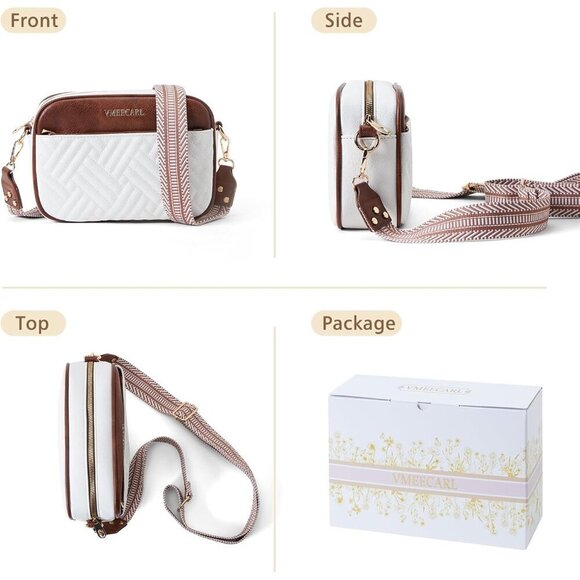 Women Quilted Vegan Crossbody Bag Small Travel Designer Purse Multiple Straps - Picture 7 of 7